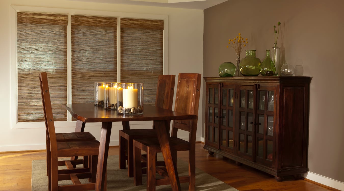 Woven shutters in a Clearwater dining room.